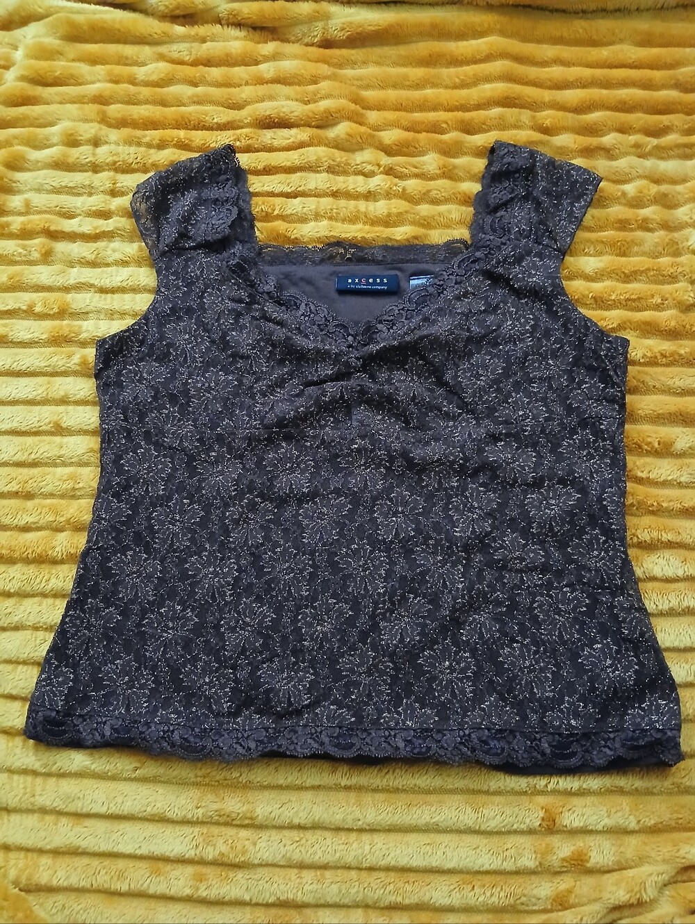 Axcess by Liz Claiborne Lace Tank TopWomen’s Size L Brown Sleeveless Blouse